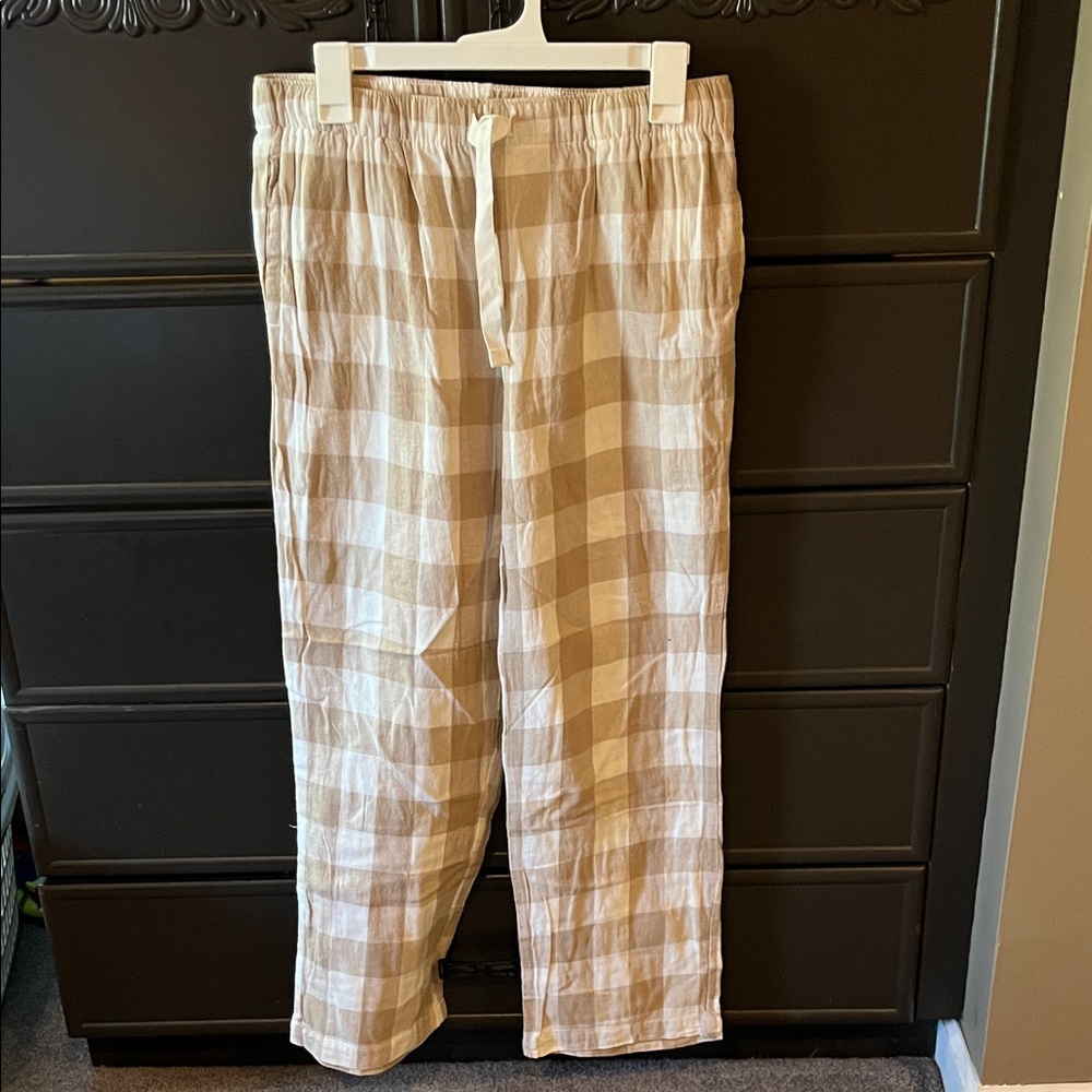 Old Navy- Beige and White Check Flannel Pajama Pants